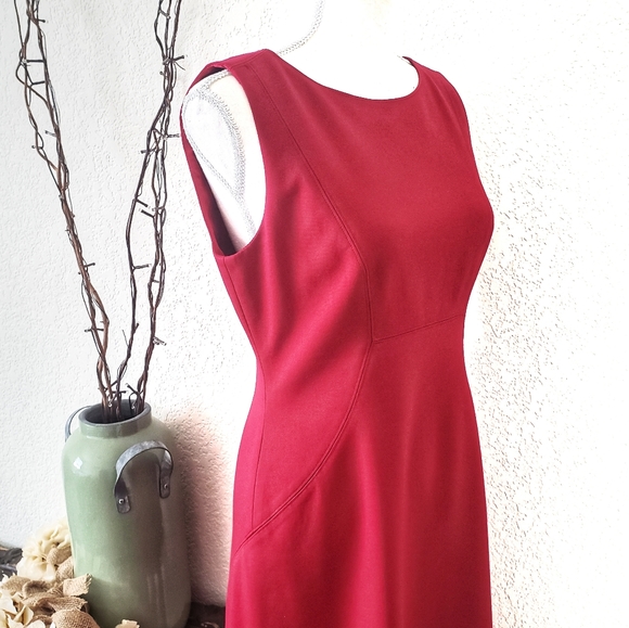 Elie Tahari Fit & Flare Red Midi Dress Size 6 - Picture 2 of 8